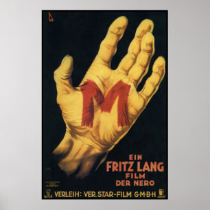 Poster Cartaz cinematográfico 1931 do vintage de M