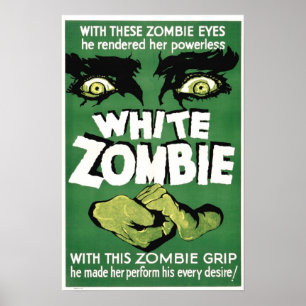 Póster Cartaz cinematográfico branco do zombi