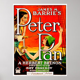 Poster Cartaz cinematográfico de Peter Pan do vintage