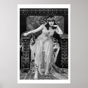 Póster Cartaz cinematográfico de Theda Bara Cleopatra B&