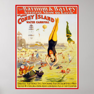Póster Cartaz Circo Barnum & Bailey Água Coney Island