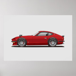 Poster Cartaz Clássico Lendário Vermelho 240z Fairlady Bu
