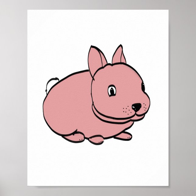 Poster Cartaz Coelho Rosa (Frente)