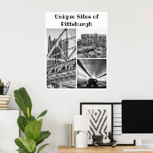 Poster Cartaz -Colagem Preto e Branco de Pittsburgh