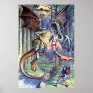 Póster Cartaz Colorido Alice & o Jabberwocky