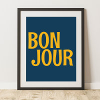 Cartaz Colorido Bonito Dia Bom Bonjour Francês