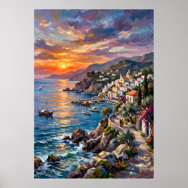 Poster Cartaz Colorido da Costa Amalfi (Frente)