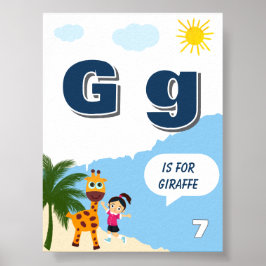 Poster Cartaz Colorido de Aprendizado do Alfabeto Letra G