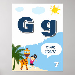 Poster Cartaz Colorido de Aprendizado do Alfabeto Letra G