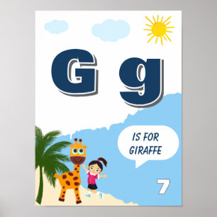 Poster Cartaz Colorido de Aprendizado do Alfabeto Letra G