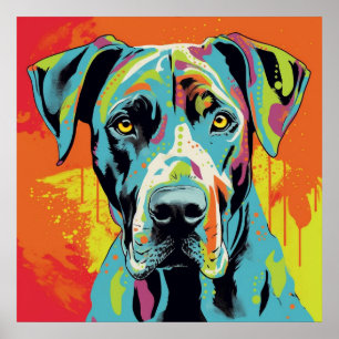 Poster Cartaz Colorido de Arte Pop Abstrata do Dogue Alem