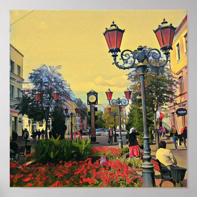 Póster Cartaz Colorido de Paisagem Urbana (Frente)