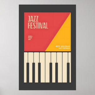 Poster Cartaz Colorido de Piano de Jazz Moderno de Meados
