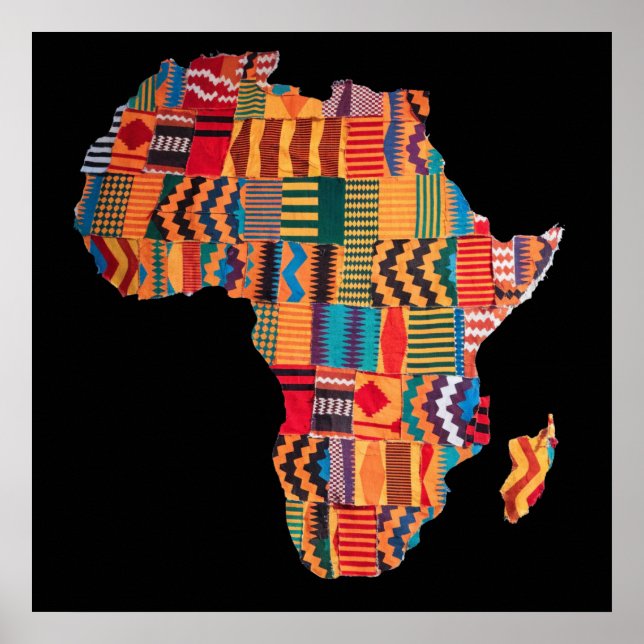 Poster Cartaz Colorido do Mapa Africano (Frente)