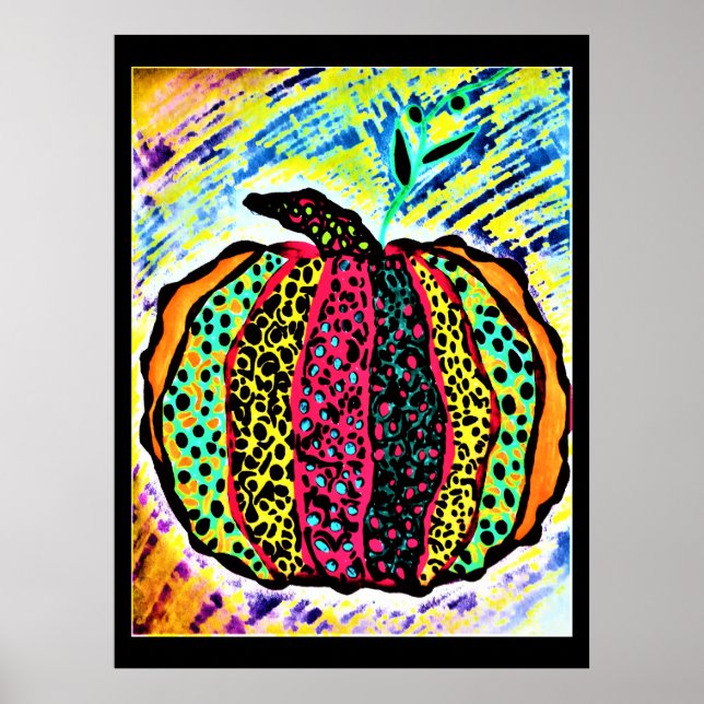 Poster Cartaz com Abóbora Abstrata (Frente)