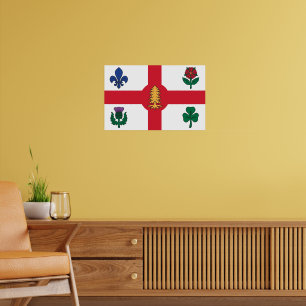 Poster Cartaz com Bandeira de Montreal, Canadá