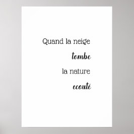 Poster Cartaz com citação sobre neve em francês