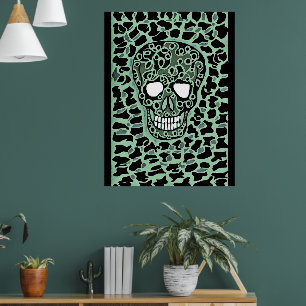 Poster Cartaz com Desenho de Caveira