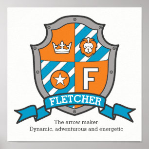 Póster Cartaz com o nome Fletcher boys F e o brasão laran