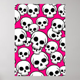 Poster Cartaz com padrão de caveira rosa