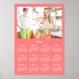 Poster Cartaz Coral Personalizado Calendário Anual 2016