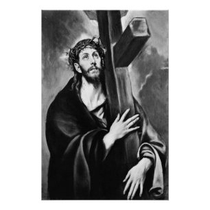 Póster Cartaz Cristo Carregando a Cruz (Preto e Branco)