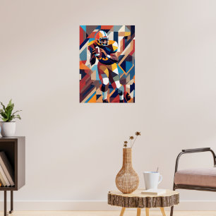 Poster Cartaz Cubista de Jogador de Futebol Americano
