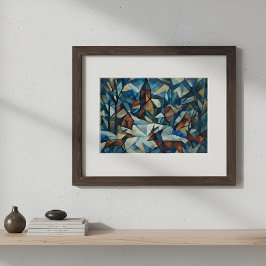Póster Cartaz Cubista Expressionista da Aldeia de Inverno