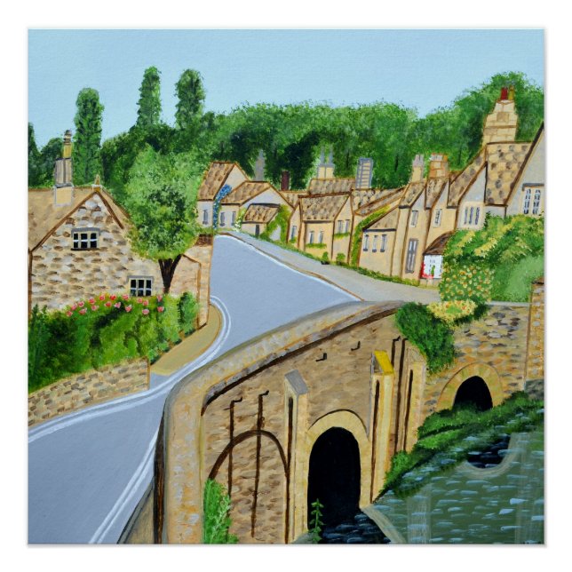 Póster Cartaz da Aldeia de Cotswold Inglaterra (Frente)