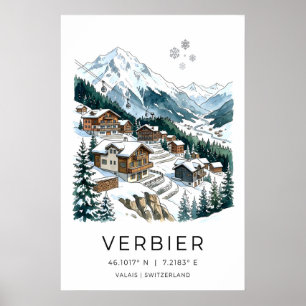 Poster Cartaz da Aldeia Suíça de Esqui, Chalés Nevados, T