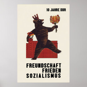Poster Cartaz da Alemanha Oriental 10 anos GDR Paz