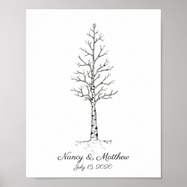 Poster Cartaz da Árvore da Pegada de Aspen Casamento (Frente)