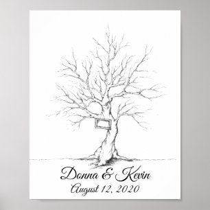 Poster Cartaz da Árvore da Pegada Digital do Casamento Es