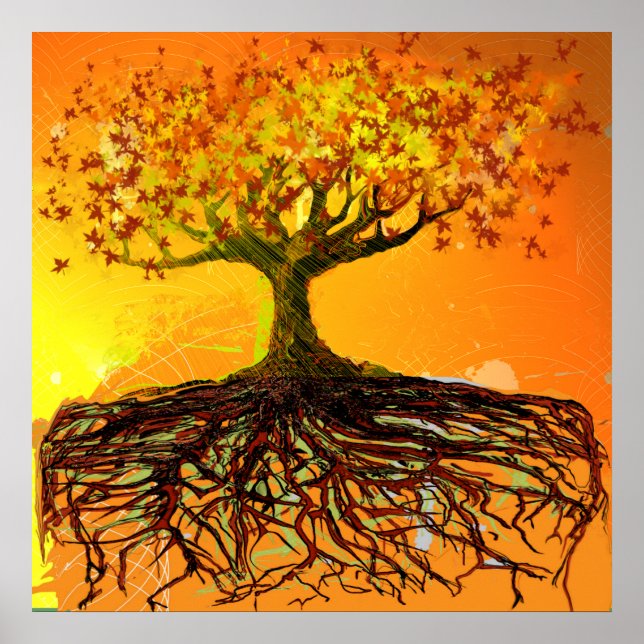 Poster Cartaz da Árvore das Raízes Esfarrapadas e Maltrat (Frente)