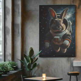 Poster Cartaz da Astronauta Bunny Space Nursery 