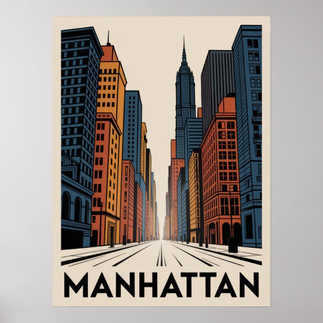 Poster Cartaz da Avenida Retrô de Manhattan (Frente)