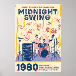 Poster Cartaz da Banda de Jazz Retro Anos 80 Arte Musical