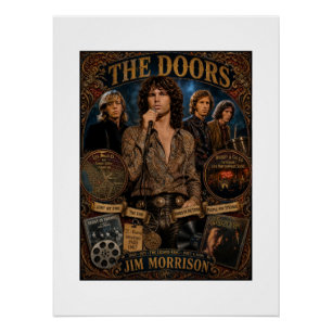 Póster Cartaz da banda de rock The Doors Jim Morrison Vin