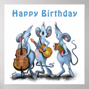 Poster Cartaz da Banda Musical Mouse Feliz Aniversário
