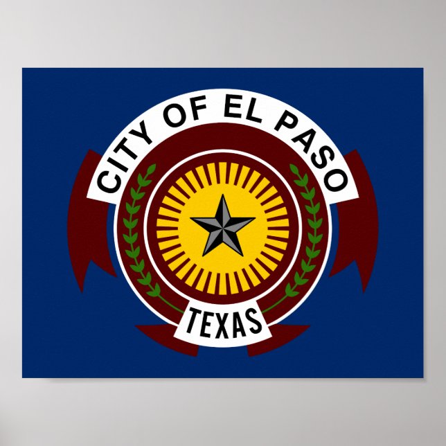 Poster Cartaz da Bandeira da Cidade de El Paso, Texas (Frente)