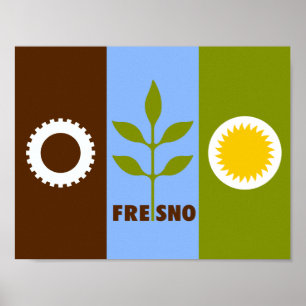 Poster Cartaz da bandeira da cidade de Fresno, Califórnia
