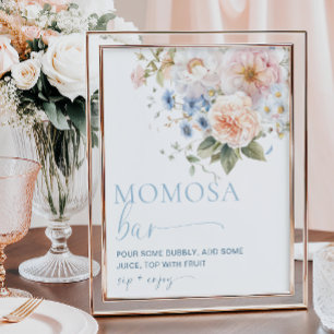 Poster Cartaz da Barra Momosa Floral Azul Hargrove