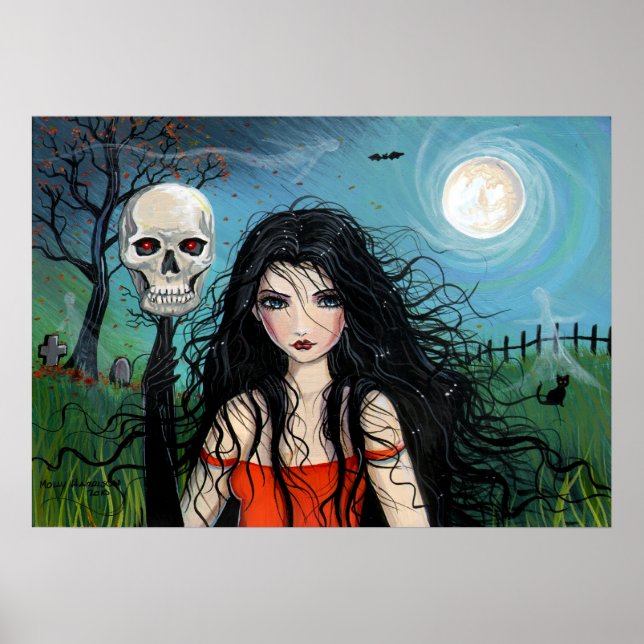 Poster Cartaz da Bruxa do Halloween por Molly Harrison (Frente)