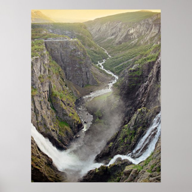 Poster Cartaz da cachoeira Voringsfossen na Noruega (Frente)