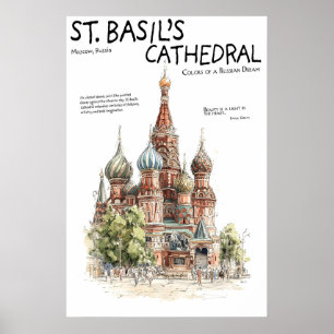 Poster Cartaz da Catedral de São Basílio Moscou Rússia