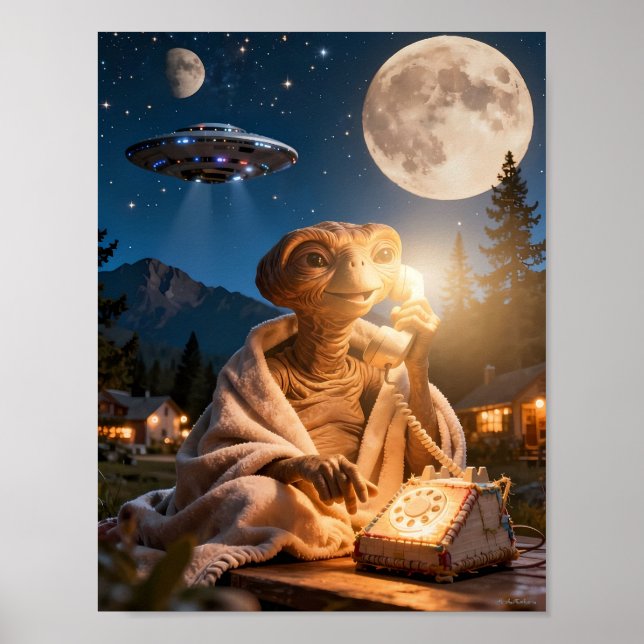 Poster Cartaz da Cena da Chamada Alienígena ao Luar (Frente)