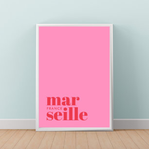 Poster Cartaz da cidade rosa moderna de Marselha França