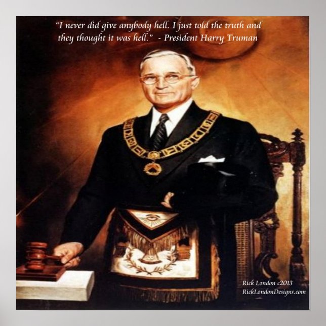 Póster Cartaz da Citação de Harry Truman "Não Deu "Em Cim (Frente)
