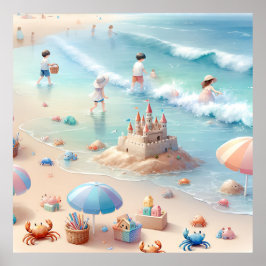 Poster Cartaz da Creche da Praia Pastel