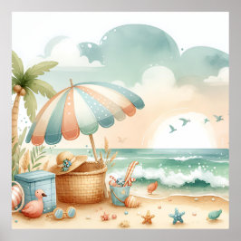 Poster Cartaz da Creche da Praia Pastel